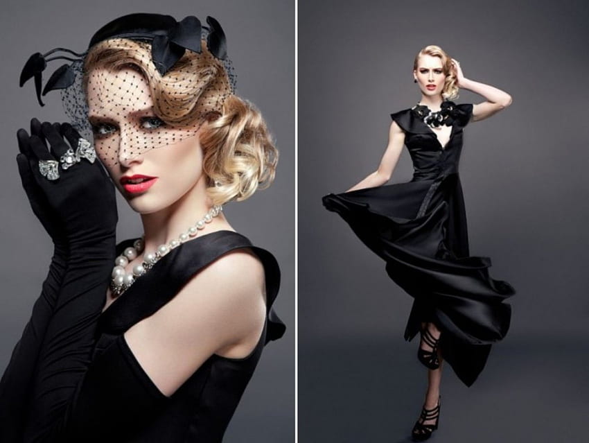Model, fashion, lady, black HD wallpaper