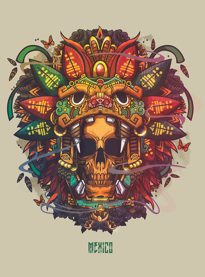 Meksiko 2.0. Seni Aztec, Seni Tengkorak, Seni Meksiko, Quetzalcoatl wallpaper ponsel HD