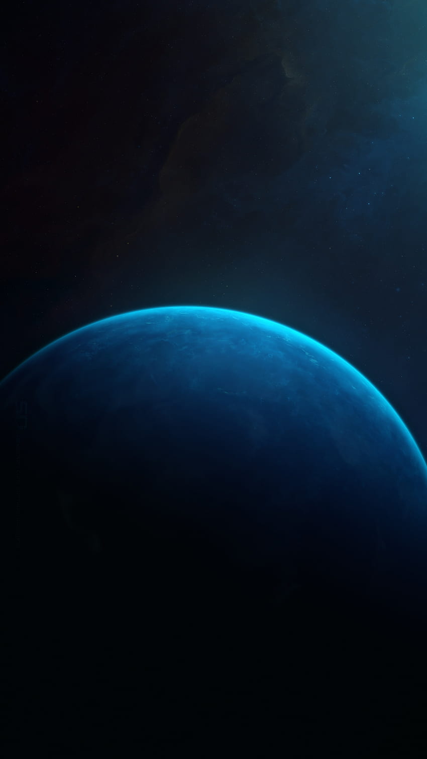 Blue planet, space, surface, art HD phone wallpaper