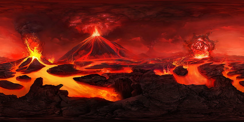 Art, Flash, Lava, Volcano HD wallpaper