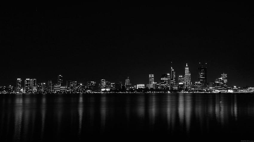 City Night Dark Skyline Architecture River HD wallpaper