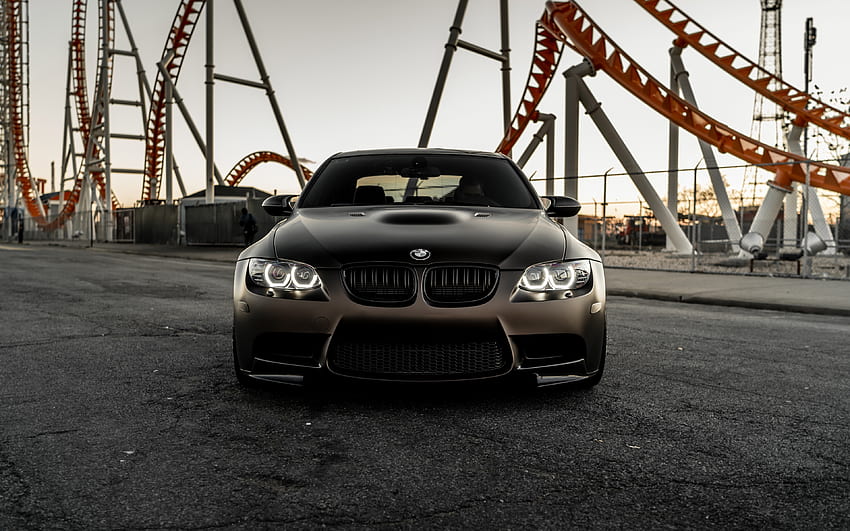 BMW M3, E90, изглед отпред, екстериор, кафяв мат M3, M3 тунинг, E90 тунинг, немски автомобили, BMW HD тапет