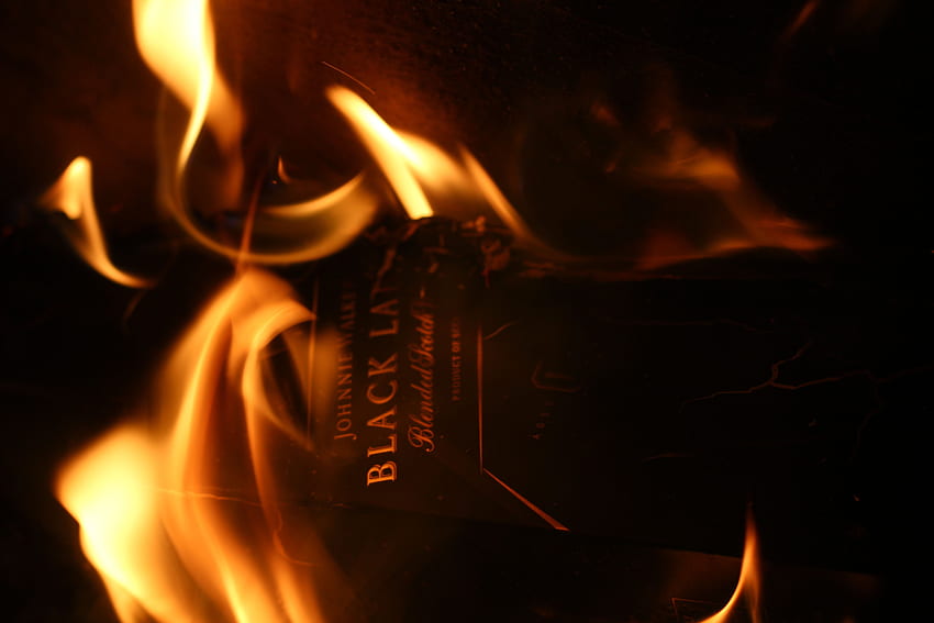 Johnnie Walker Black Label Box On Fire - Flame HD wallpaper