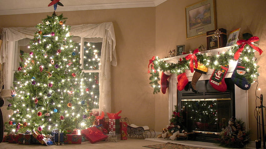 Liburan, Tahun Baru, Dekorasi, Pohon Natal Wallpaper HD