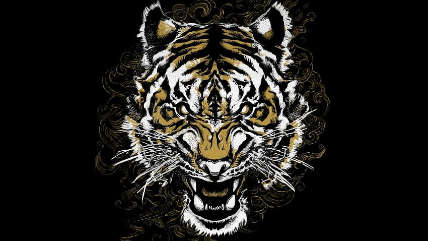 Tygrys, kaganiec, szarpanie, sztuka Tapeta HD