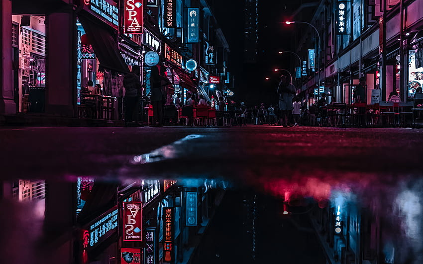 Asia Neon City Lights Reflections , , Background et Cool Neon Laptop Fond d'écran HD