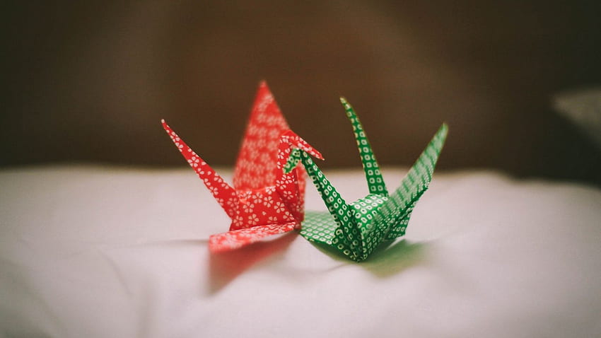 origami, crane bird, paper HD wallpaper