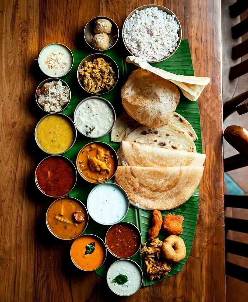 Południowoindyjska Thali. Południowoindyjskie thali, południowoindyjskie jedzenie, indyjskie grafiki kulinarne, indyjskie jedzenie uliczne Tapeta na telefon HD