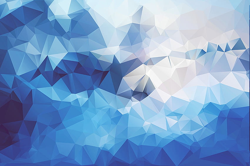 Low Poly, Abstrakt, Blau, Digitale Kunst, Artwork, Geometrie, Blue Polygon Art HD-Hintergrundbild
