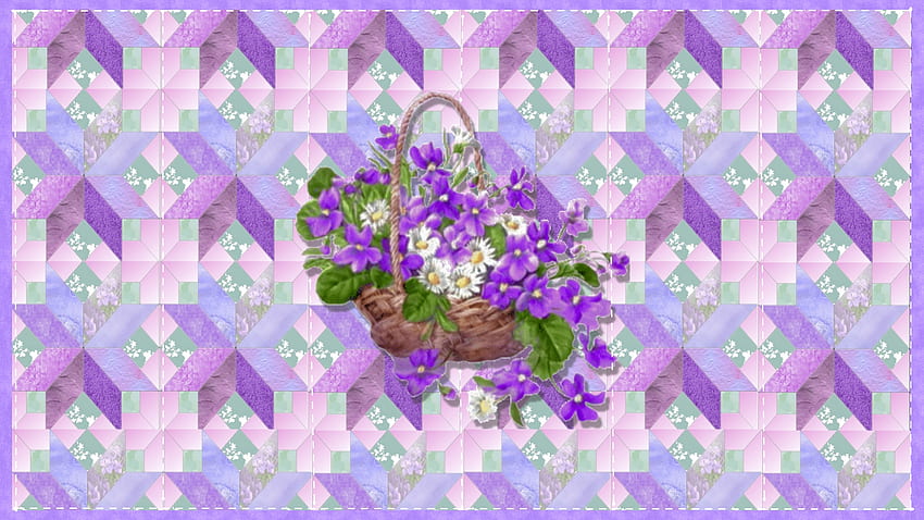 Gentle On My Mind, purple, flowers, Basket, quilt HD wallpaper