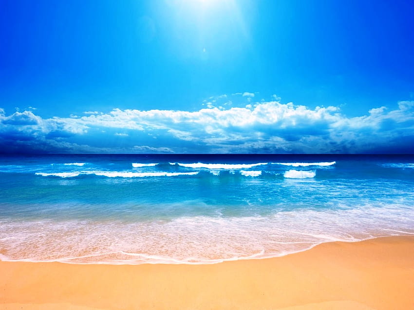 Małe fale, błękit, morze, plaże, pejzaż morski, woda, fale Tapeta HD