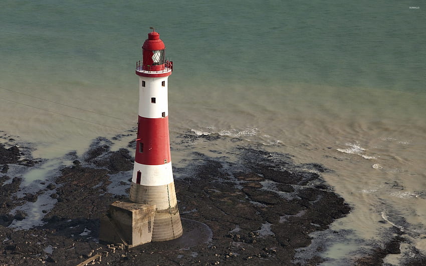 Farol vermelho e branco cercado por água - World, Chicago Lighthouse papel de parede HD