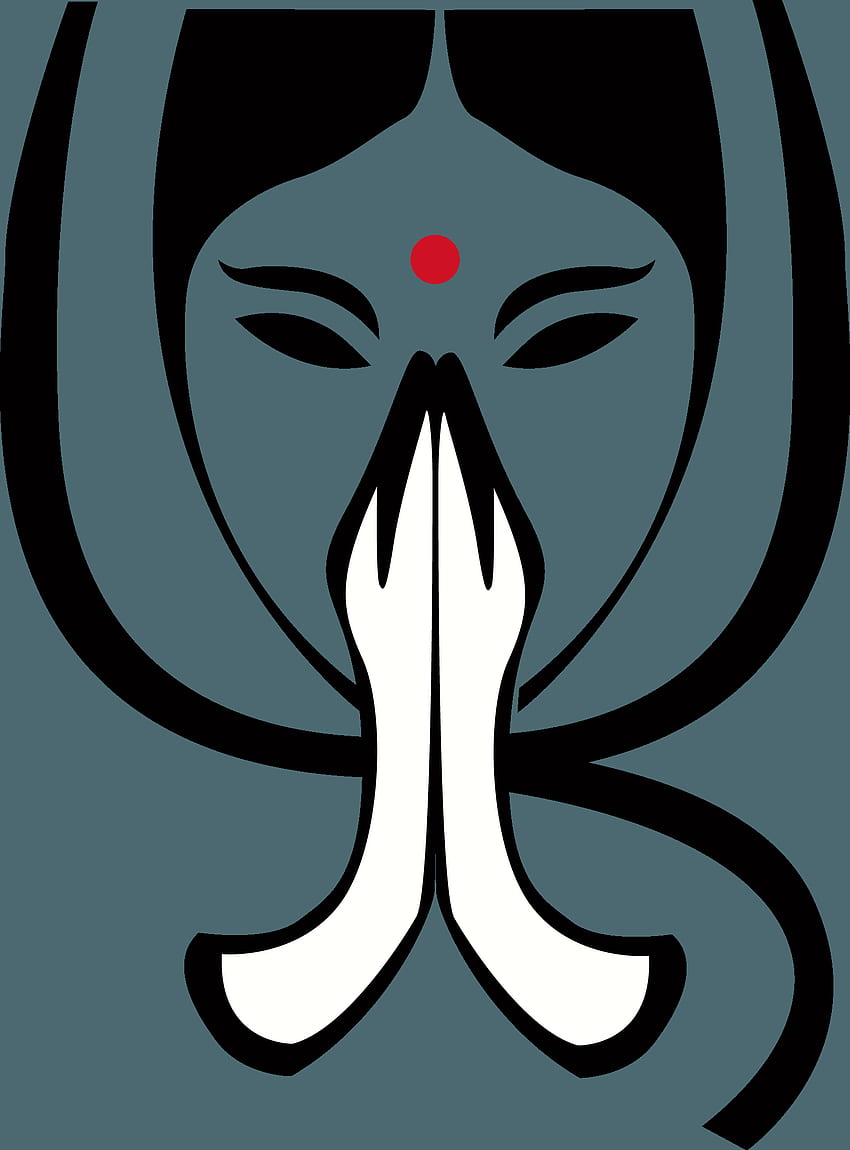 Welcome gesture of hands of Indian woman character in Namaste mudra on red  background in vector Stock Vector | Adobe Stock