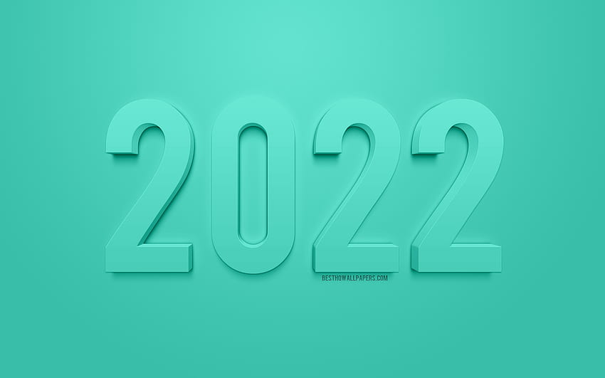 พื้นหลัง 3D Turquoise 2022, ปีใหม่ 2022, สวัสดีปีใหม่ 2022, พื้นหลัง Turquoise, แนวคิด 2022, พื้นหลัง 2022, ศิลปะ 3D 2022, ปีใหม่ 2022 วอลล์เปเปอร์ HD