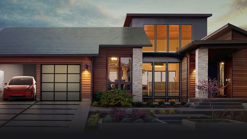 El techo solar de Tesla obtiene un precio, teja japonesa fondo de pantalla