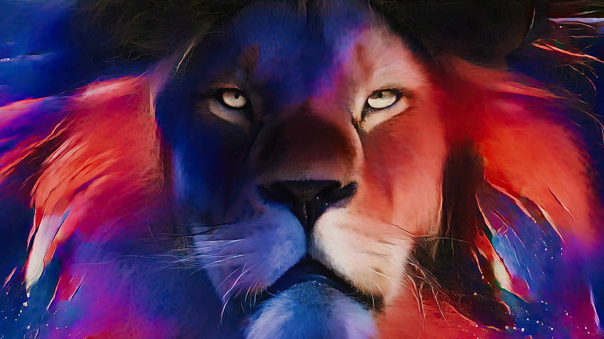 Lion muzzle, confident beast, art HD wallpaper