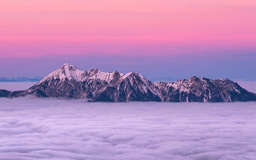 Pink Sky, Clouds, Sunset, Mountains, - Pink Sky With, Pink Skies HD wallpaper