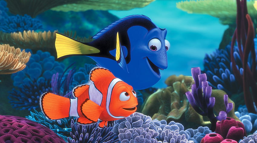 Findet Nemo (2003), Blau, Pixar, Disney, Clownfische, Orange, Dory, Sommer, Findet Nemo, Film, Wasser HD-Hintergrundbild