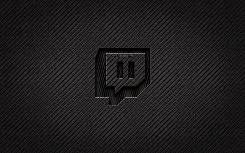 Twitch carbon logo, arte grunge, fundo de carbono, criativo, Twitch black logo, rede social, Twitch logo, Twitch papel de parede HD