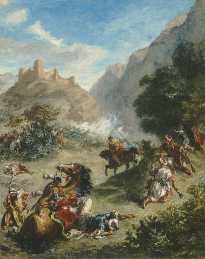 Arabs Skirmishing in the Mountains Eugène Delacroix - Artwork on USEUM, Eugene Delacroix HD phone wallpaper