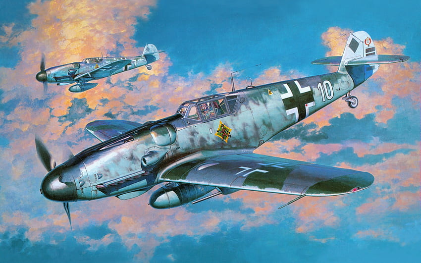Messerschmitt, Messerschmitt Bf 109, Luftwaffe, самолети, военни, произведения на изкуството, военни самолети, Втората световна война, Германия / и мобилни ... HD тапет
