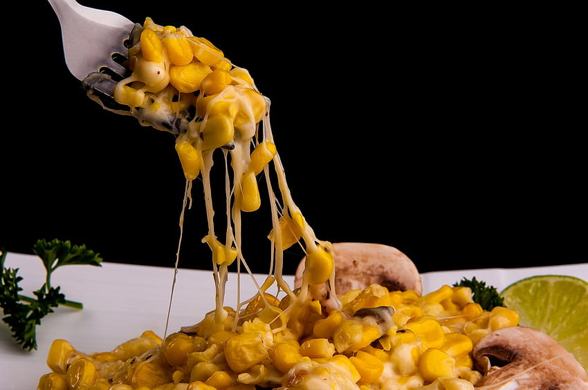 Cibo, formaggio, cena, cena, mais, mais, funghi, champignon Sfondo HD