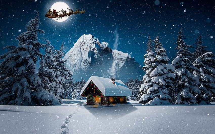 kar yağışı, kış, kulübe, ev, kış, Noel, geniş ekran 16:10, geniş ekran, , arka fon, 17253, 1440x900 Noel HD duvar kağıdı