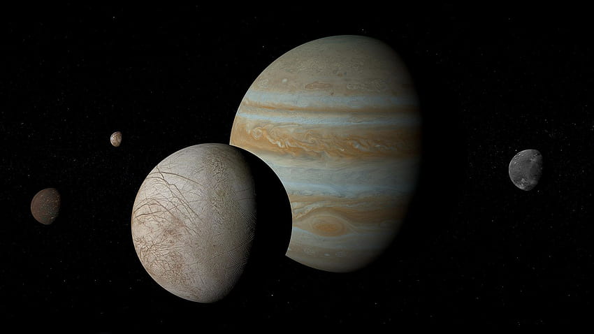 Moons of Jupiter - Io, Europa, Ganymede, and Callisto HD wallpaper