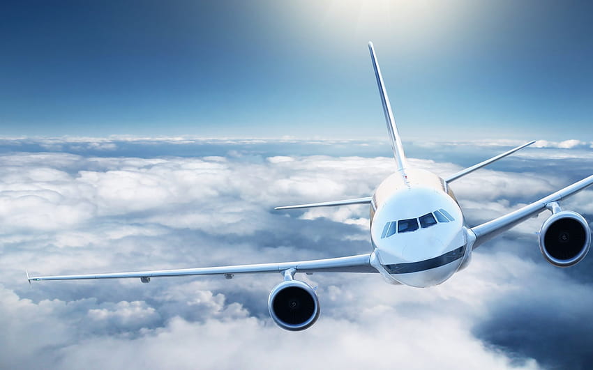 aviones de pasajeros, el cielo con resolución. Computadora de avión de alta calidad fondo de pantalla