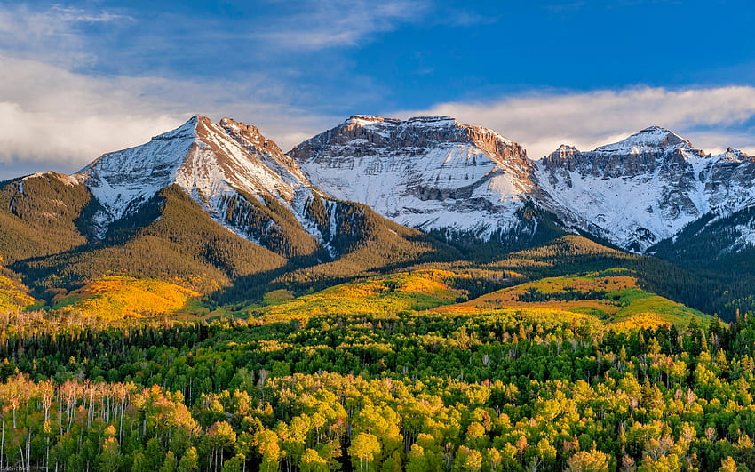 San Juan Mountains, evening, sunset, mountain landscape, Colorado, New Mexico, Rocky Mountains, USA HD wallpaper