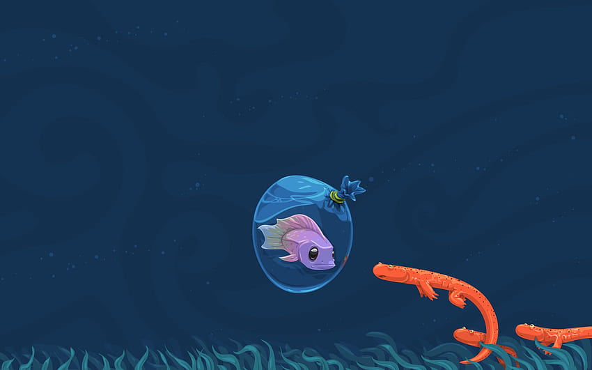 Water ocean fish vectors funny digital, Funny Underwater HD wallpaper