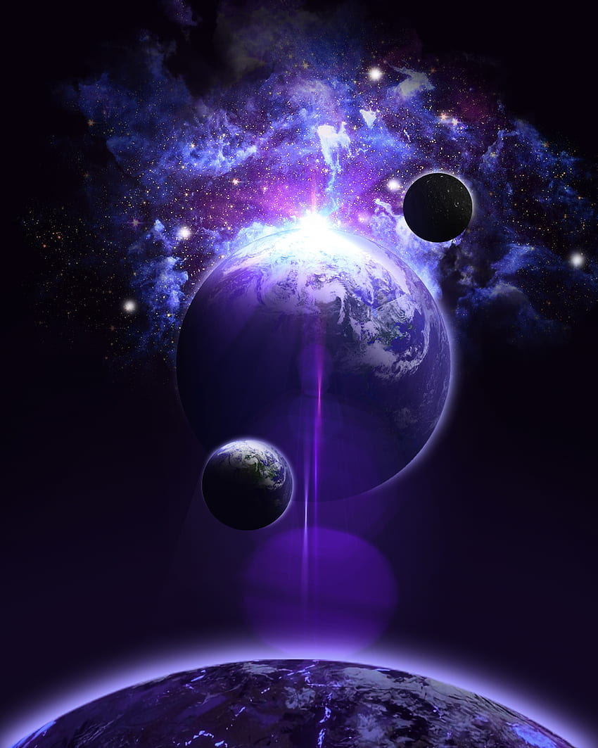 Purple Space, atmosfera, astronauta, gráfico, planeta, terra, estrelas Papel de parede de celular HD
