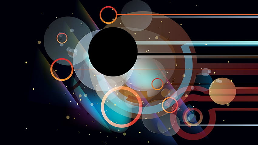 Círculos abstractos, círculos, formas, abstracto, negro, gráficos, líneas, multicolor, vector fondo de pantalla