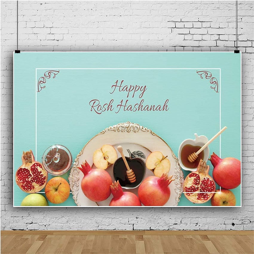 Video Studio Happy Rosh Hashanah Background .5ft Jewish Holiday Polyester graphy Backdrop Festive Apple Honey Pomegranate Tradition Featival Judaism Baby Family Prop Studio Banner Electronics HD phone wallpaper
