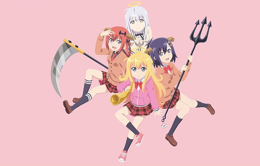 devil, anime, angel, tenshi, Anime Trumpet HD wallpaper