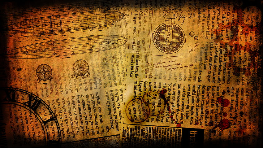 Steampunk, pergaminho antigo papel de parede HD