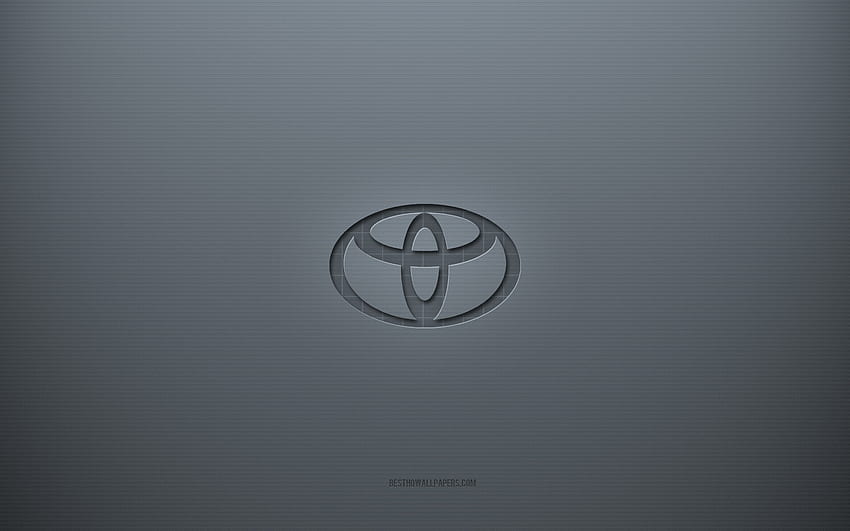 Logo Toyota, szare tło kreatywne, emblemat Toyota, tekstura szarego papieru, Toyota, szare tło, logo Toyota 3d Tapeta HD