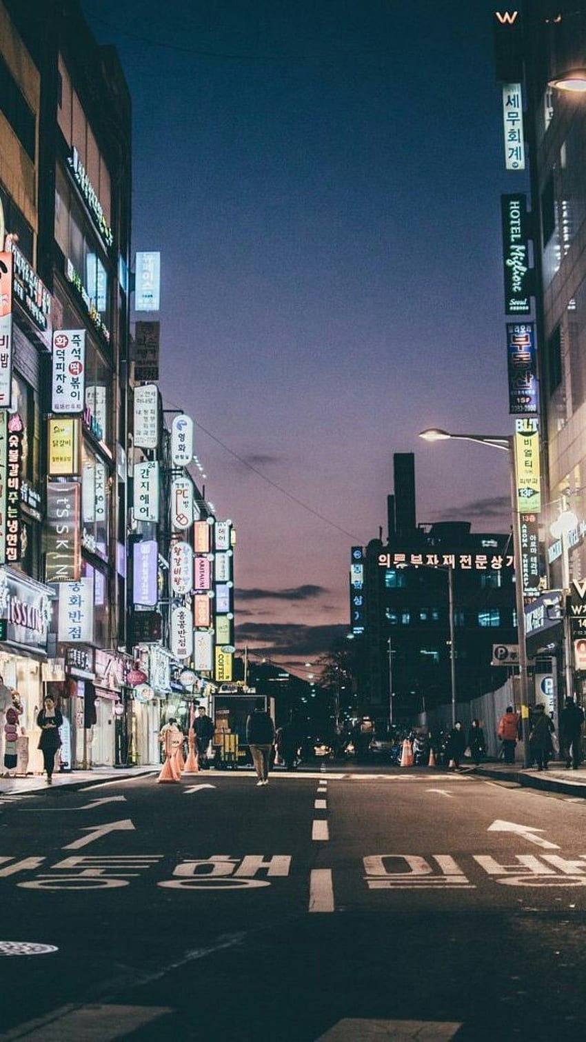 Calle de la noche. Seúl. Corea del Sur (서울). Pemandangan, , calle coreana fondo de pantalla del teléfono