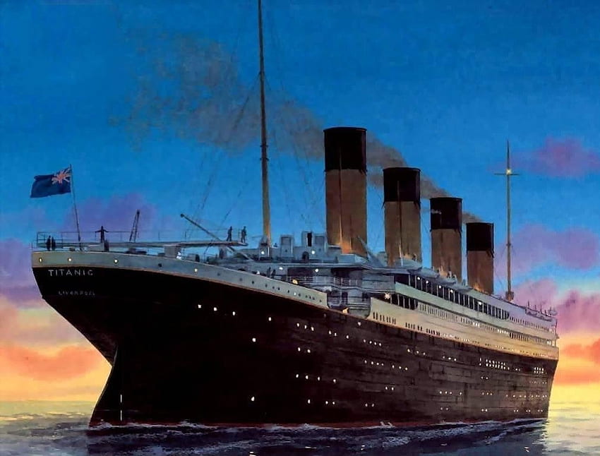 stary statek, titanic, zachód słońca Tapeta HD