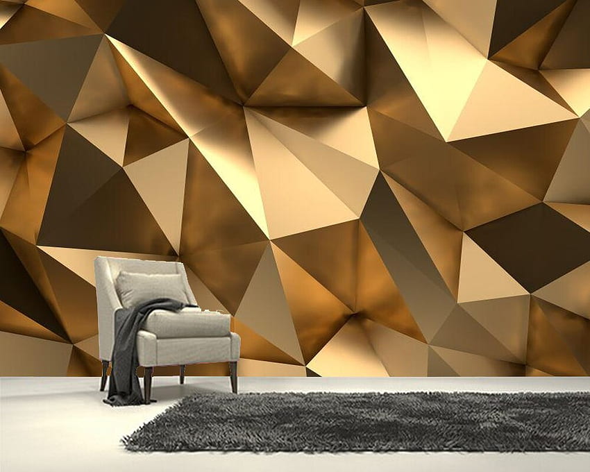 Papel de parede Golden yellow irregular triangle solid pattern 3D abstract geometric , living room tv wall bedroom mural. . - AliExpress HD wallpaper