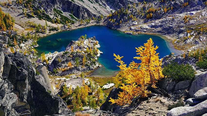 The Enchantments, Washington, lake, usa, fall, colors, landscape, trees, mountains HD wallpaper