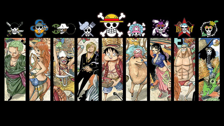 Equipo de One Piece, logotipo de Sombrero de Paja fondo de pantalla