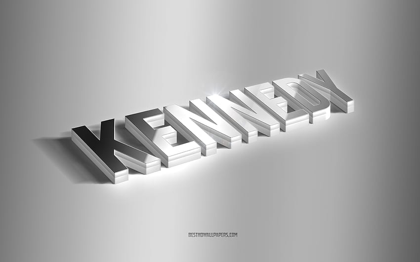 Kennedy, silver 3d art, gray background, with names, Kennedy name, Kennedy greeting card, 3d art, with Kennedy name HD wallpaper