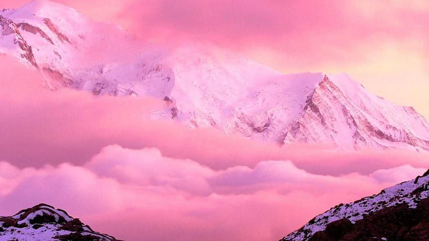 Розов естетичен пейзаж, пастелен пейзаж HD тапет