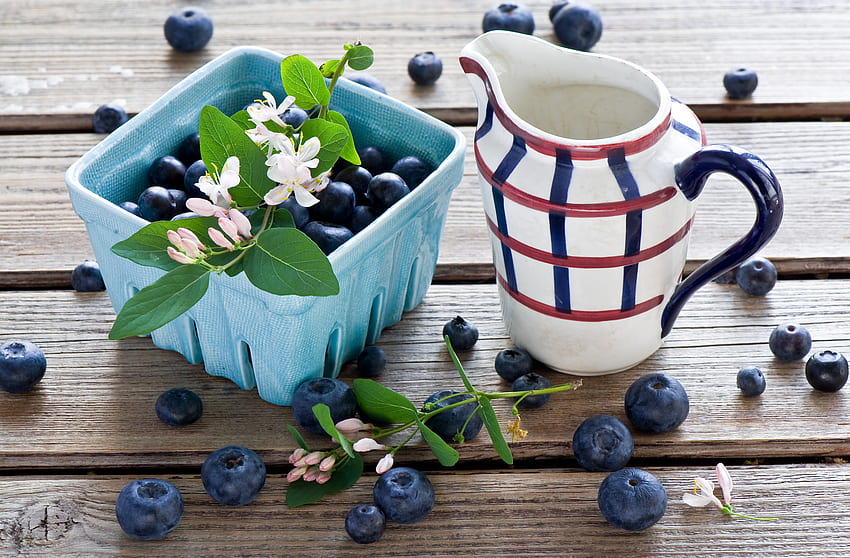 Food, Blueberry, Bilberries, Berries, Jug HD wallpaper