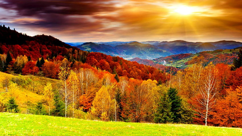 Niesamowita jasna jesienna sceneria, 61883 pracownik, jesienne góry NC Tapeta HD