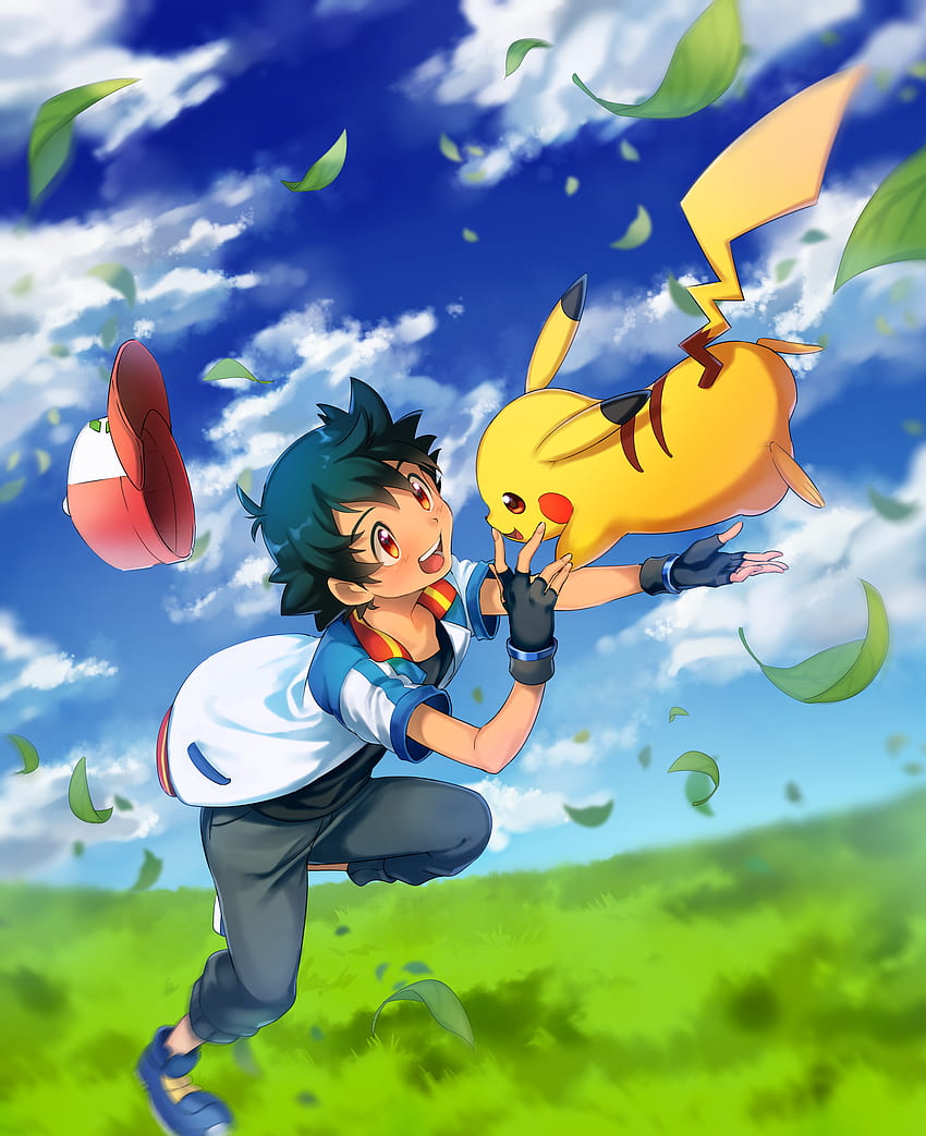 Pikachu und Ash Ketchum (Pokémon und 2 weitere) gezogen HD-Handy-Hintergrundbild
