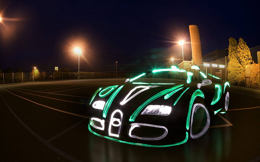 Neon Veyron, green veyron, veyron, bugatti veyron HD wallpaper