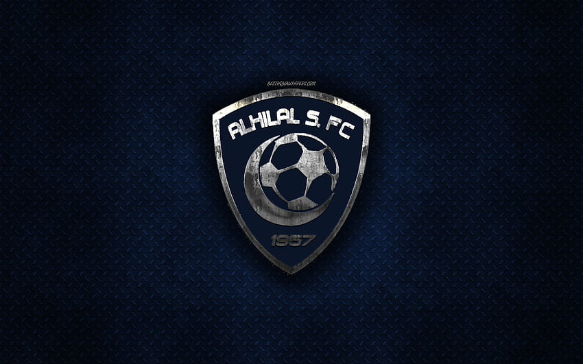 Al Hilal FC、Saudi Football Club、Blue Metal Texture、Metal Logo、Emblem、Riyadh、Saudi Arabia、Saudi Professional League、Creative Art、Football For With Resolution . 高品質 高画質の壁紙