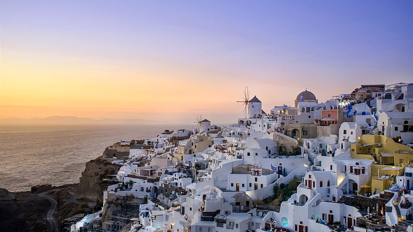 Oia Santorini Island 2022 Grecia Atardecer fondo de pantalla